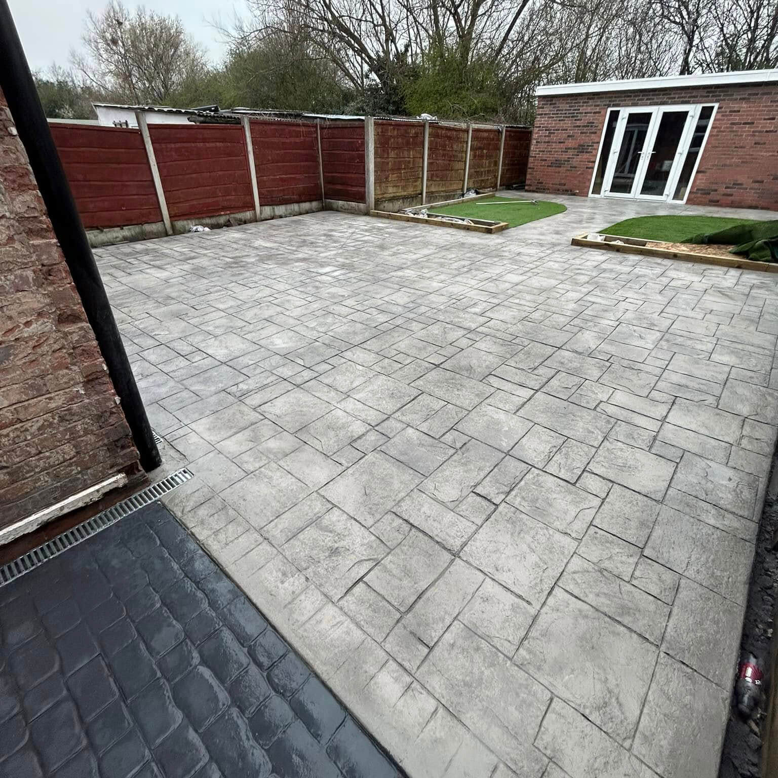Printed concrete driveway installation